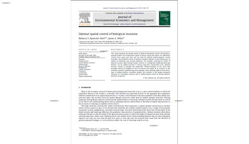 optimal spatial control of biological invasions